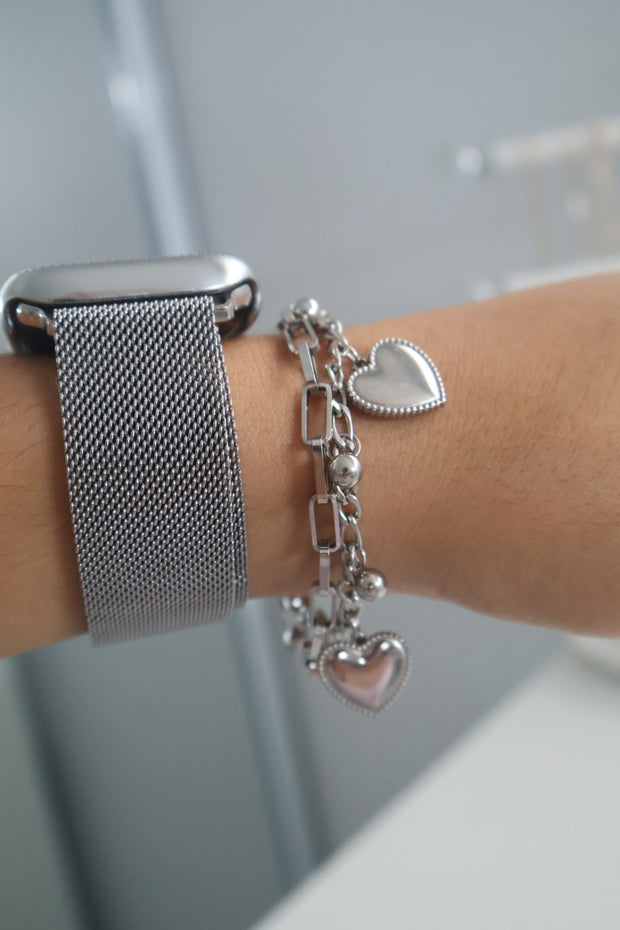 Silver hearts bracelet