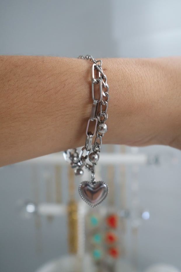 Silver hearts bracelet